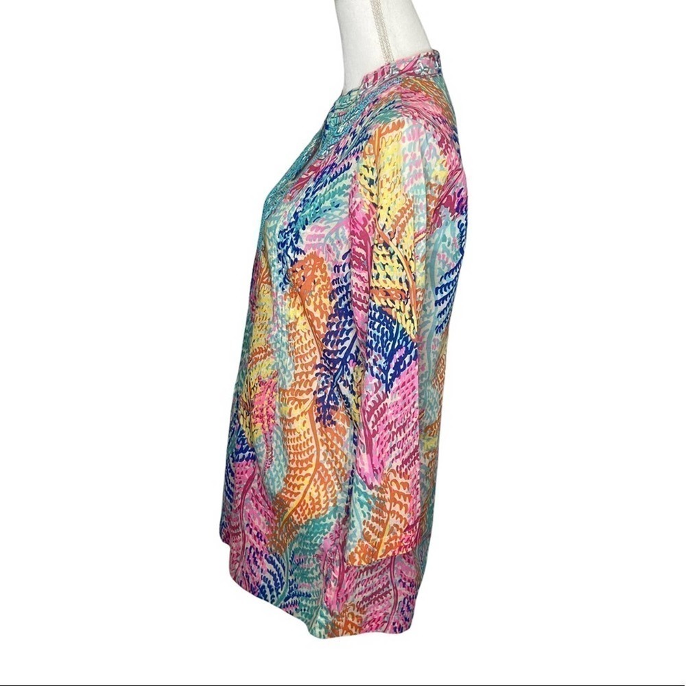 Lilly Pulitzer Sarasota Beaded Tunic Electric Feel Cameo White - Picture 5 of 15